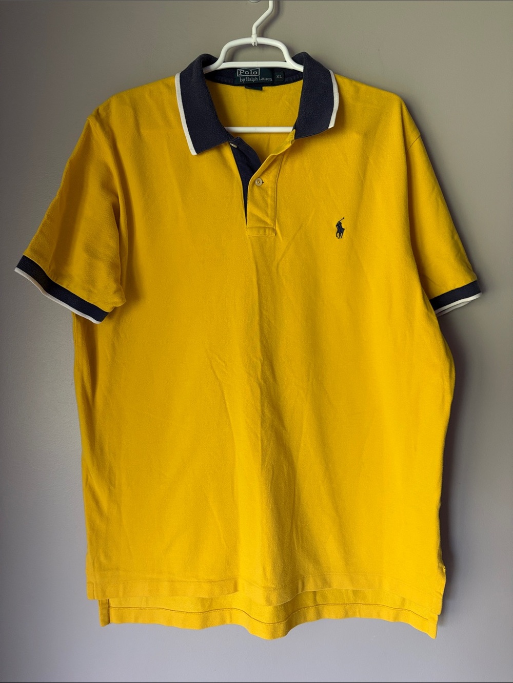 POLO Ralph Lauren RARE Contrast Yellow Blue Stripe Short Sleeve Polo